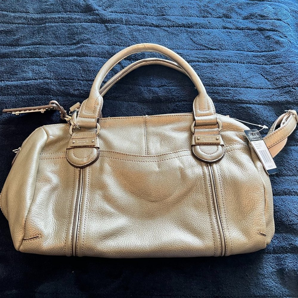 Tignanello Gunmetal Large Leather Satchel